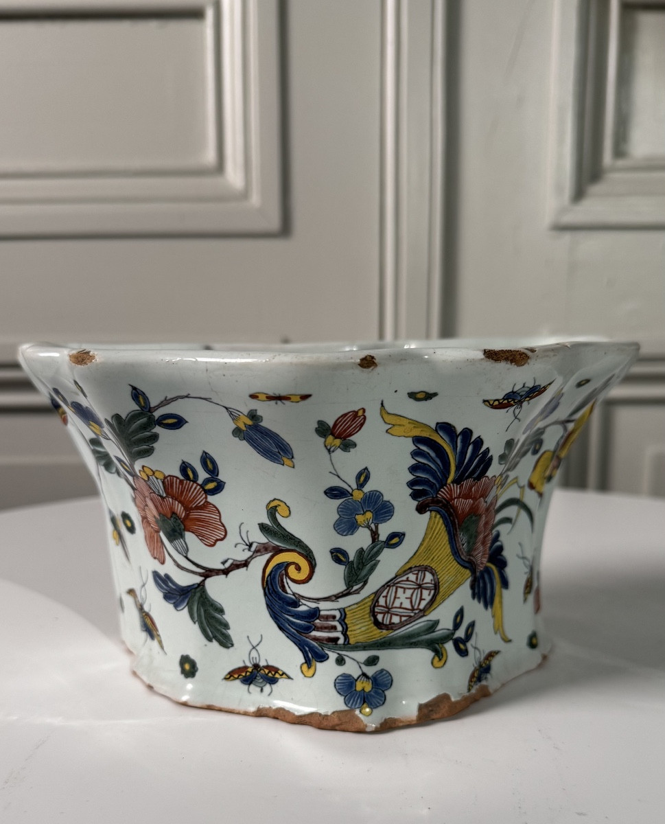 Rouen Faience Wall Pocket (bouquetière) – 18th Century