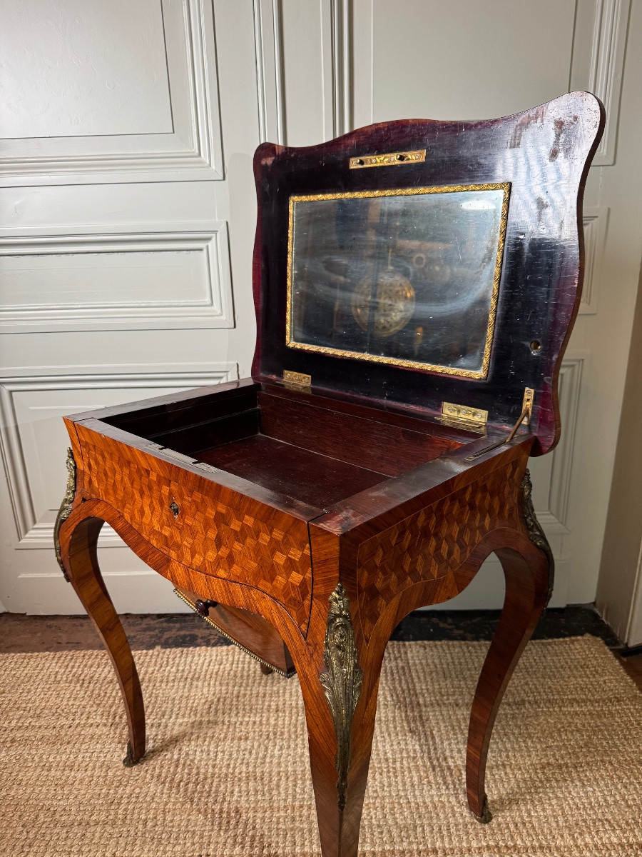 Coiffeuse en marqueterie – Époque Napoléon III, XIXe siècle-photo-3