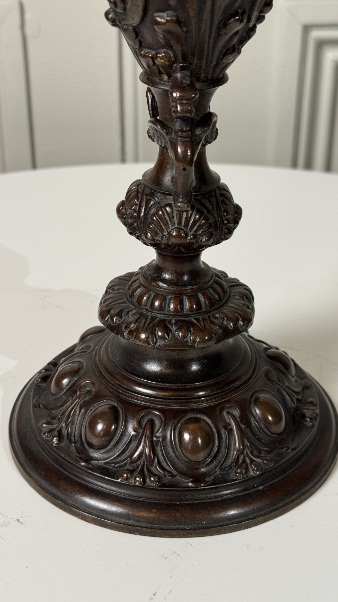 Large Finely Cast And Chased Bronze Ewer, 19th Century-photo-4