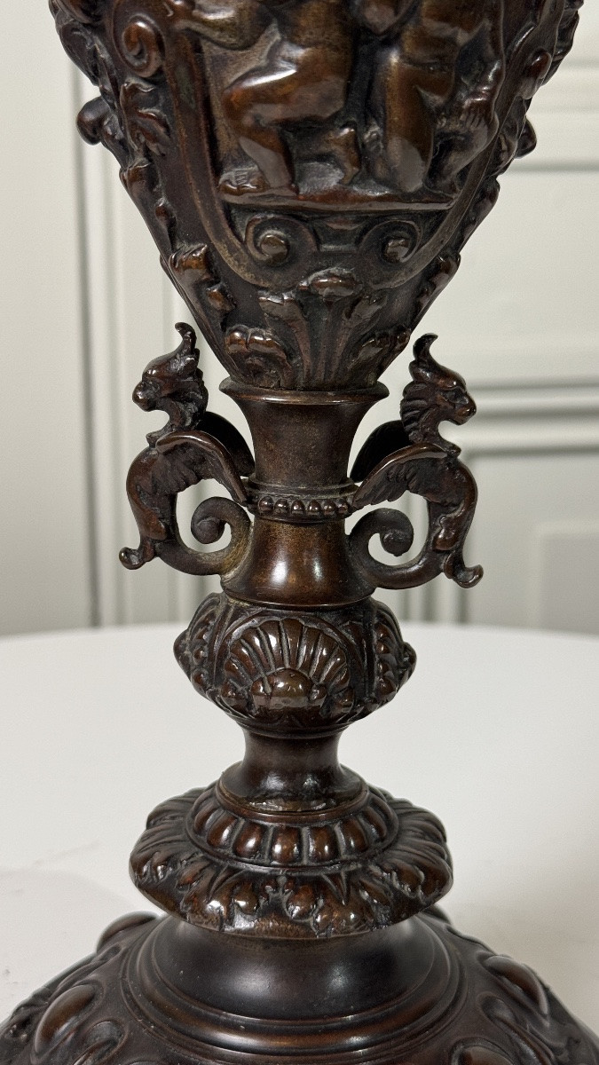 Large Finely Cast And Chased Bronze Ewer, 19th Century-photo-7