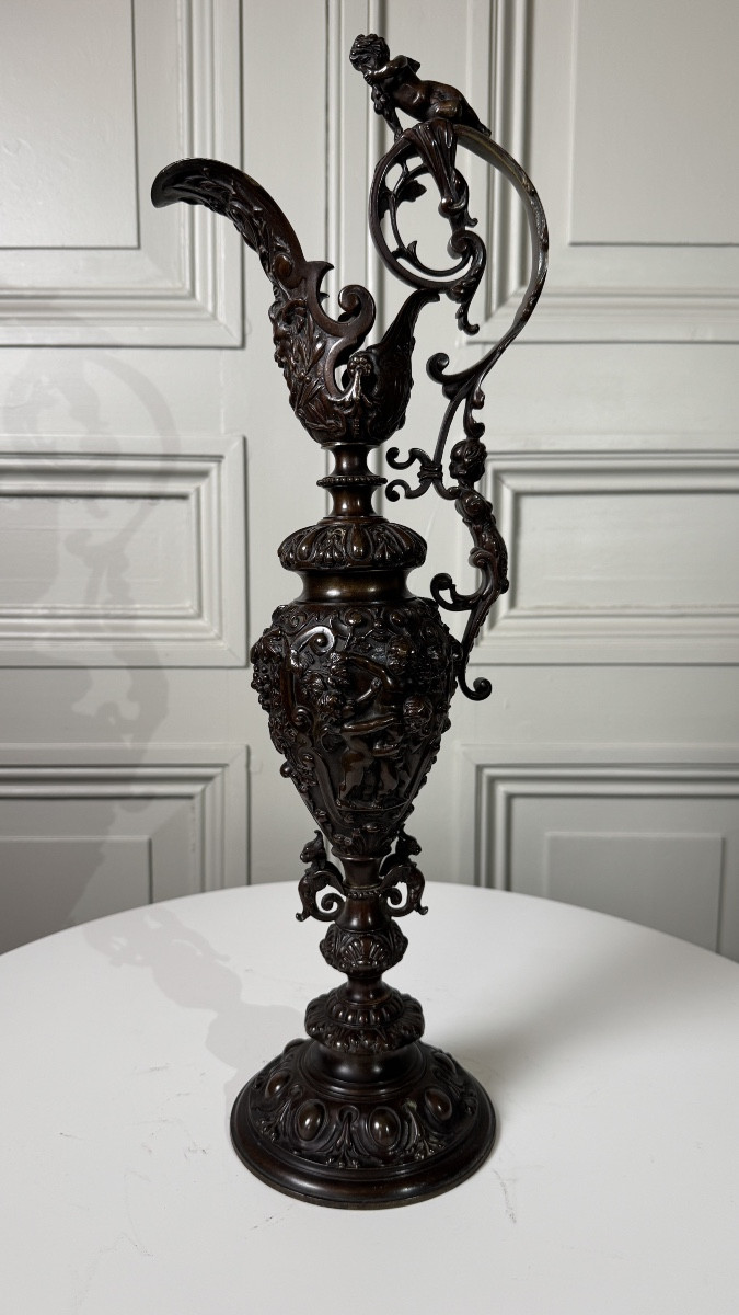Large Finely Cast And Chased Bronze Ewer, 19th Century