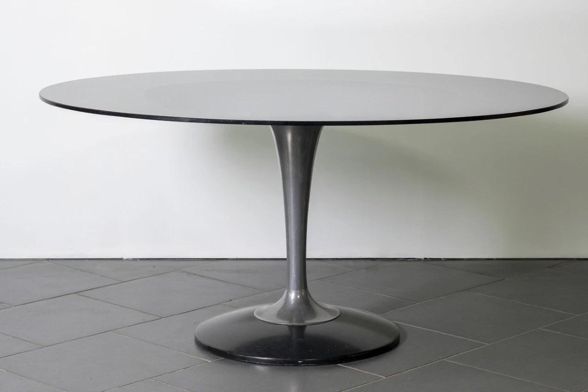 Table à manger Chromcraft, verre fumé, design Space Age, années 1970-photo-2