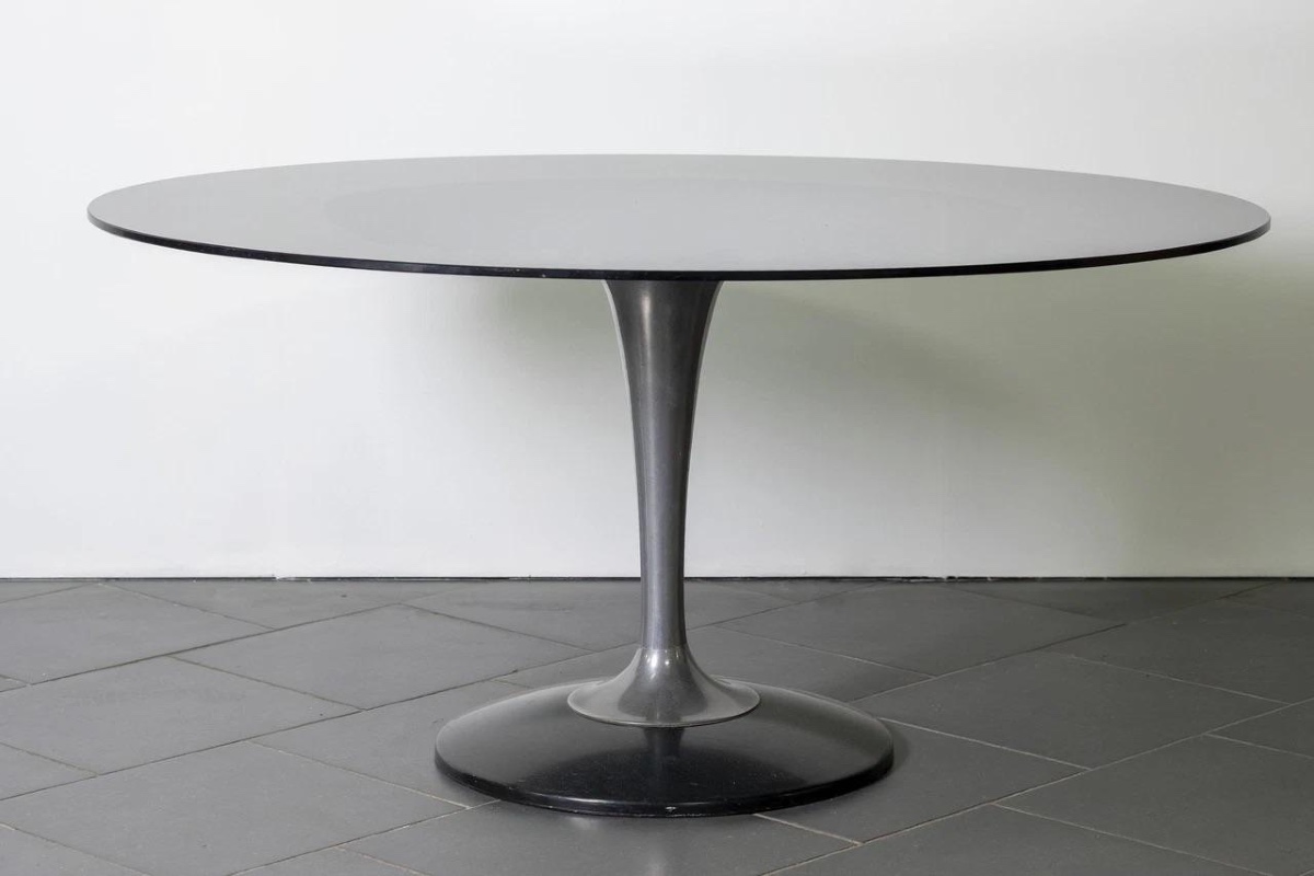 Table à manger Chromcraft, verre fumé, design Space Age, années 1970