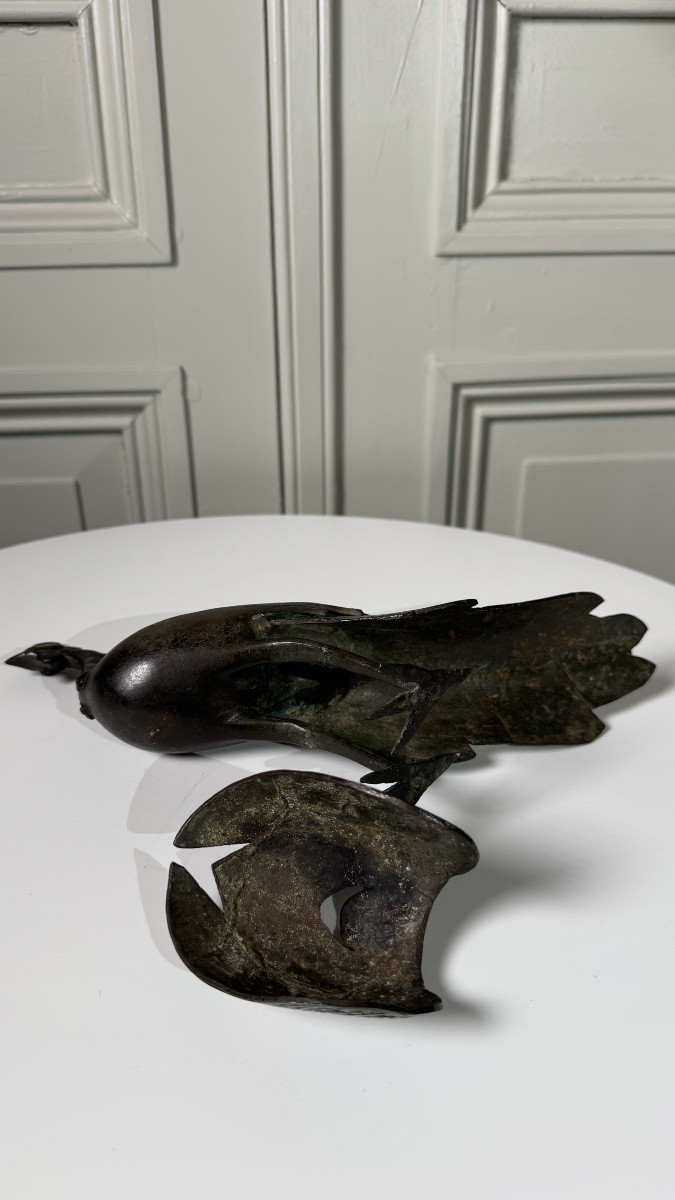 Brûle-parfum japonais en forme de grue, bronze et cloisonné, époque Meiji-photo-6