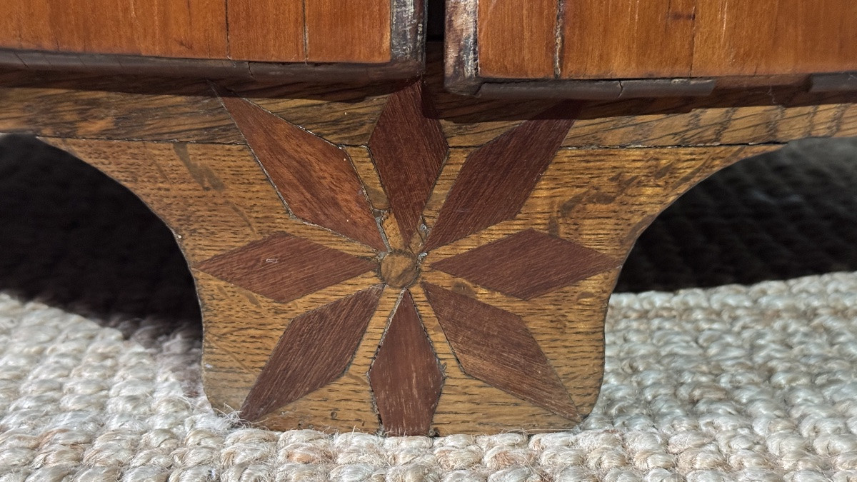 Encoignure en marqueterie Louis XVI d’époque XVIIIe siècle-photo-4