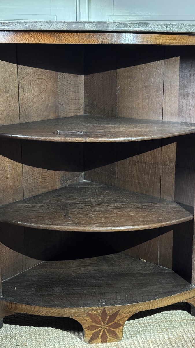 Encoignure en marqueterie Louis XVI d’époque XVIIIe siècle-photo-3