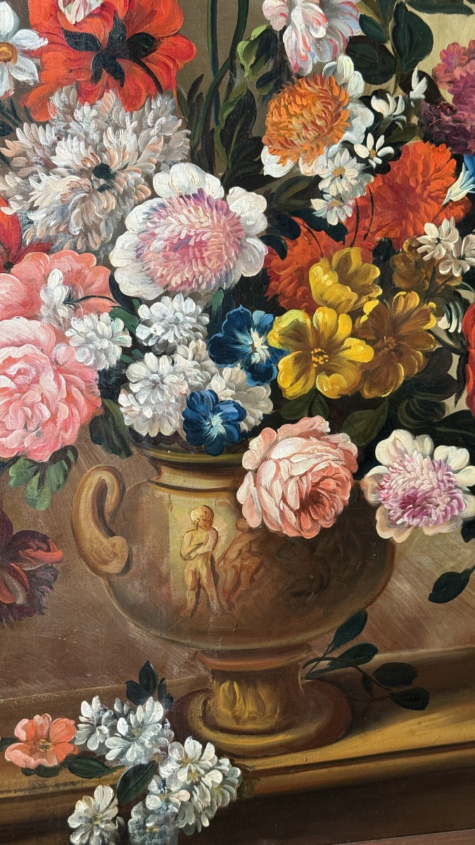 Nature morte au bouquet - huile sur toile - 19e-photo-2