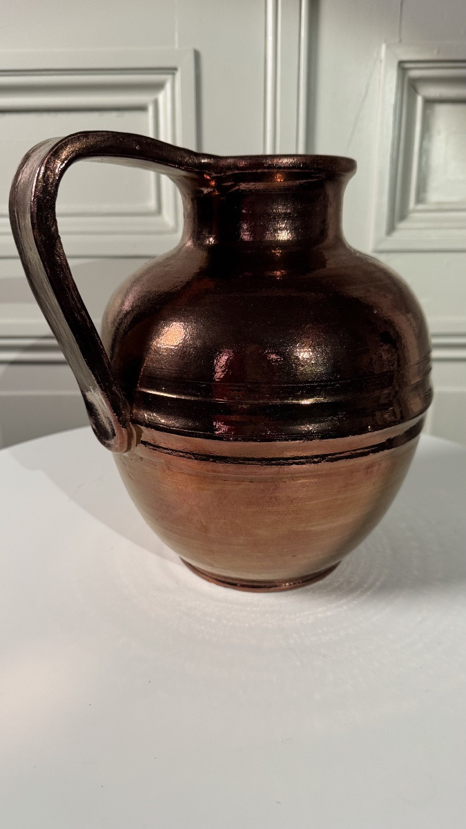 Cruche en faïence émaillé – Poterie de Bavent – Décor Tapisserie de Bayeux-photo-2