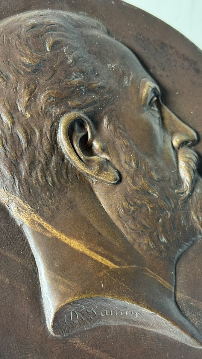 Médaillon en bronze à profil masculin, XIXe siècle, signé D. Laurin-photo-4