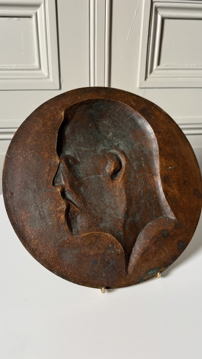 Médaillon en bronze à profil masculin, XIXe siècle, signé D. Laurin-photo-3