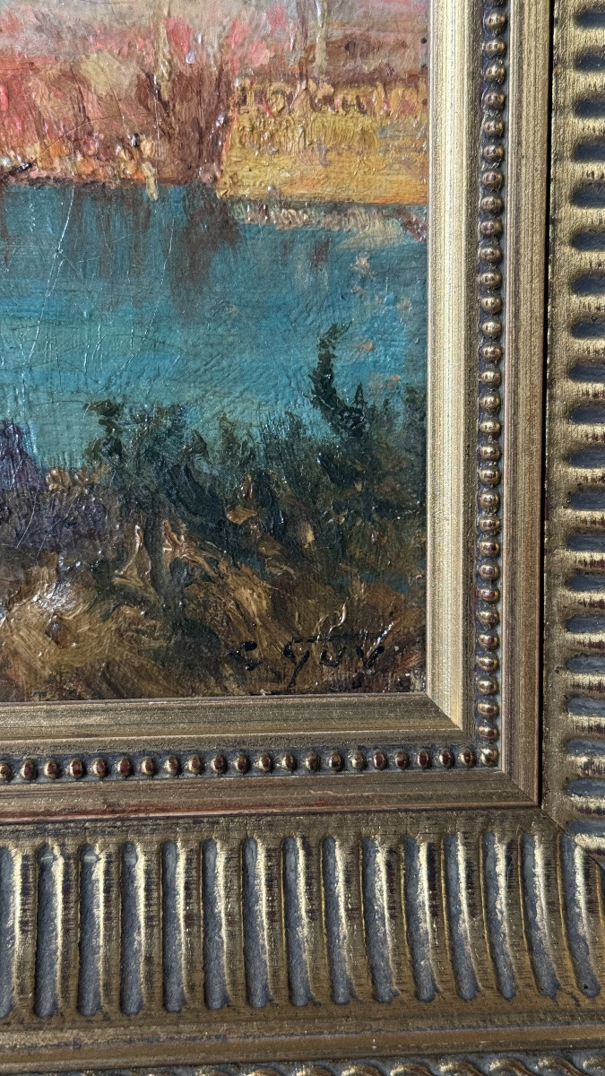 View Of The Bosphorus, Signed Oil On Canvas “g. Guy”, Circa 1900 – Follower Of Félix Ziem-photo-5