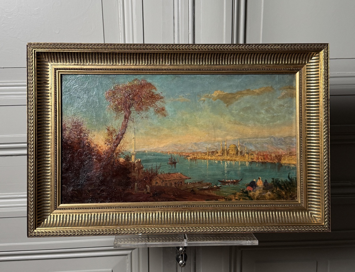 View Of The Bosphorus, Signed Oil On Canvas “g. Guy”, Circa 1900 – Follower Of Félix Ziem