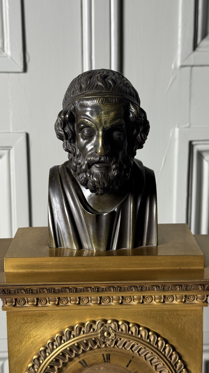 Ormolu Mantel Clock With Bust Of Homer – 19th Century-photo-4
