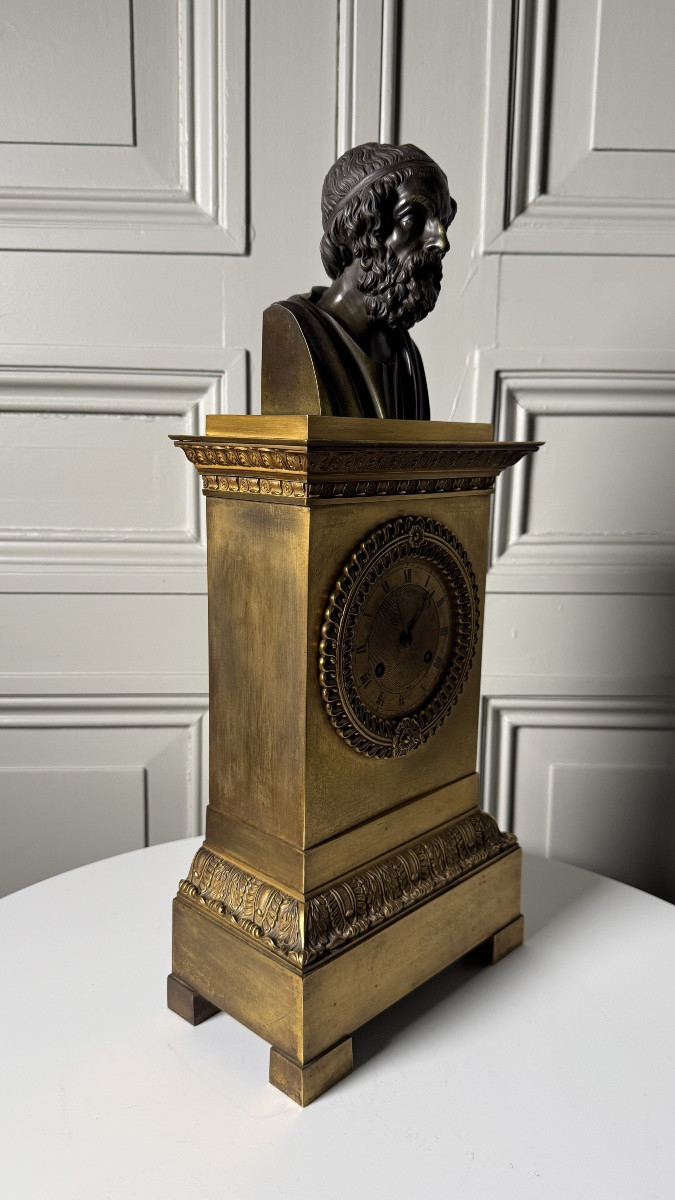 Ormolu Mantel Clock With Bust Of Homer – 19th Century-photo-3