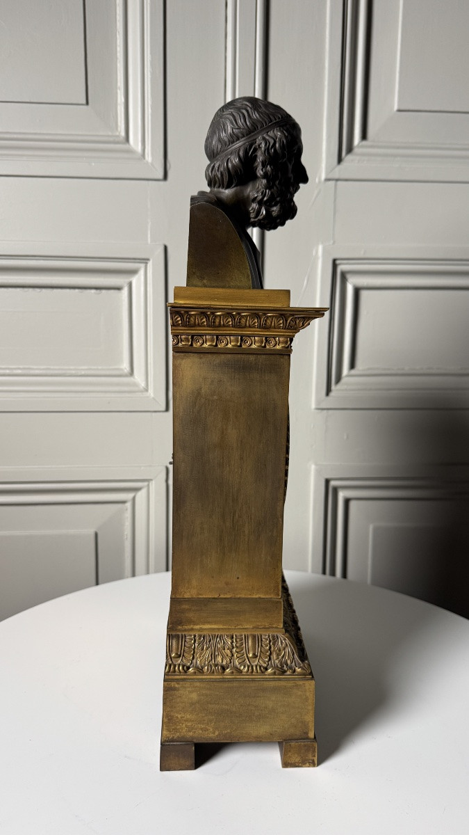 Ormolu Mantel Clock With Bust Of Homer – 19th Century-photo-4