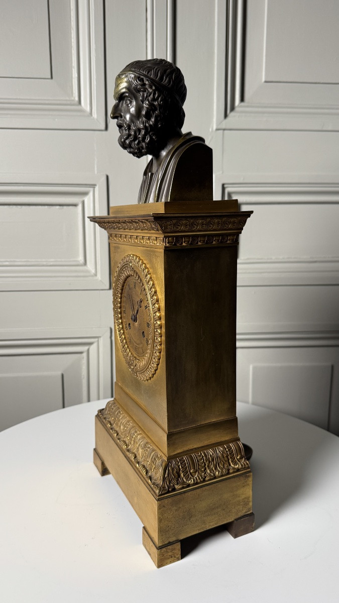 Ormolu Mantel Clock With Bust Of Homer – 19th Century-photo-6