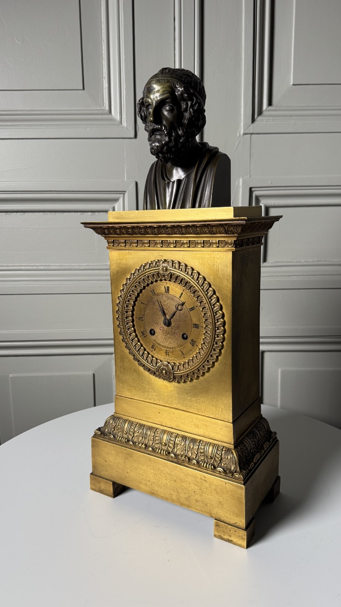 Ormolu Mantel Clock With Bust Of Homer – 19th Century-photo-7