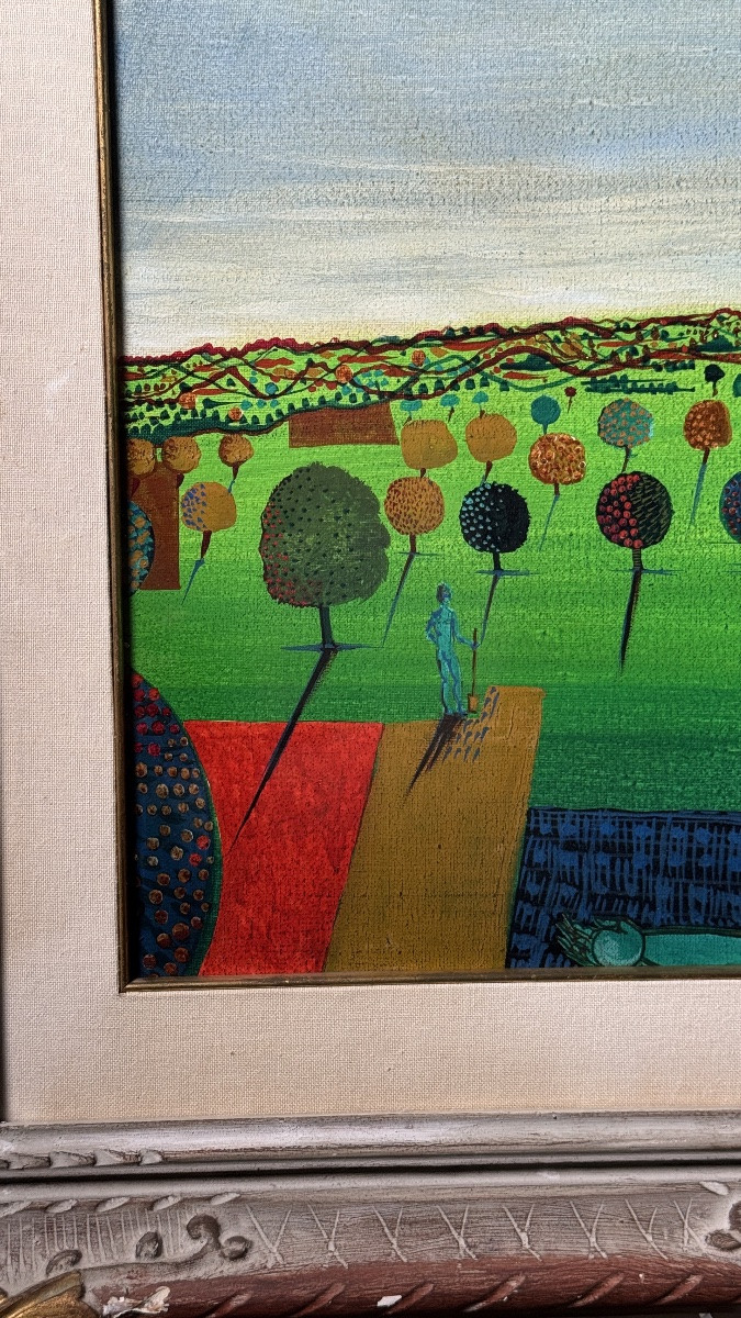 René Brô – “Cultivons la campagne” – Huile sur toile, Venise, 1972-photo-2