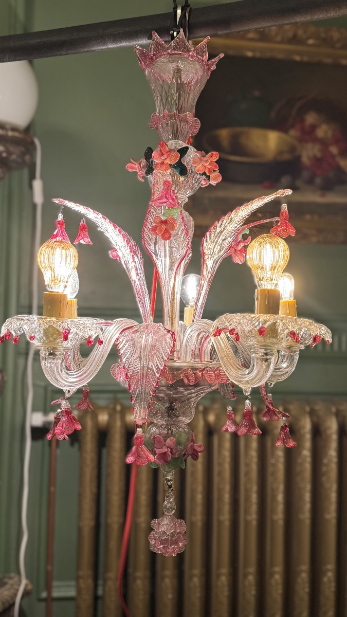 Lustre en verre de Murano, vers 1970 – 5 lumières-photo-2