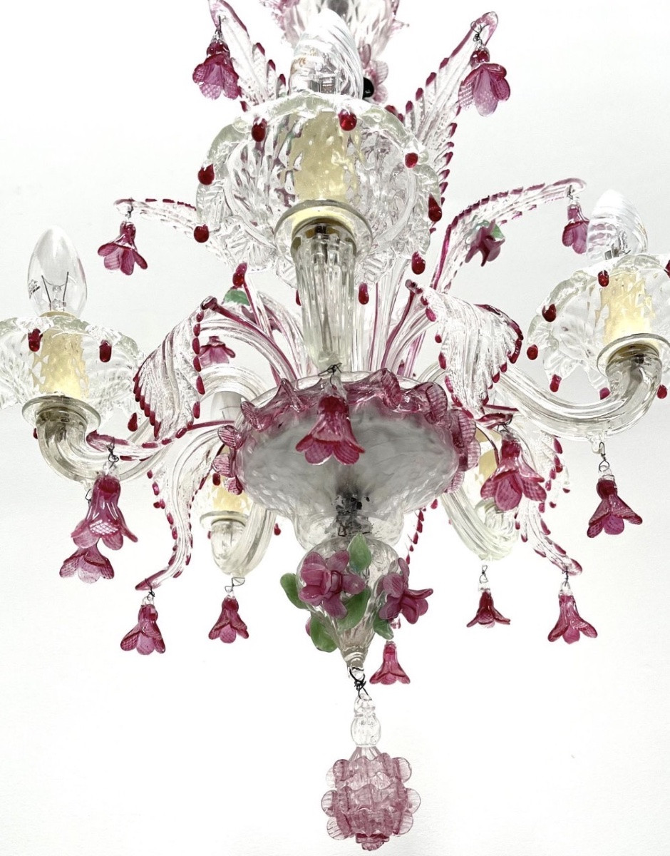 Lustre en verre de Murano, vers 1970 – 5 lumières-photo-3