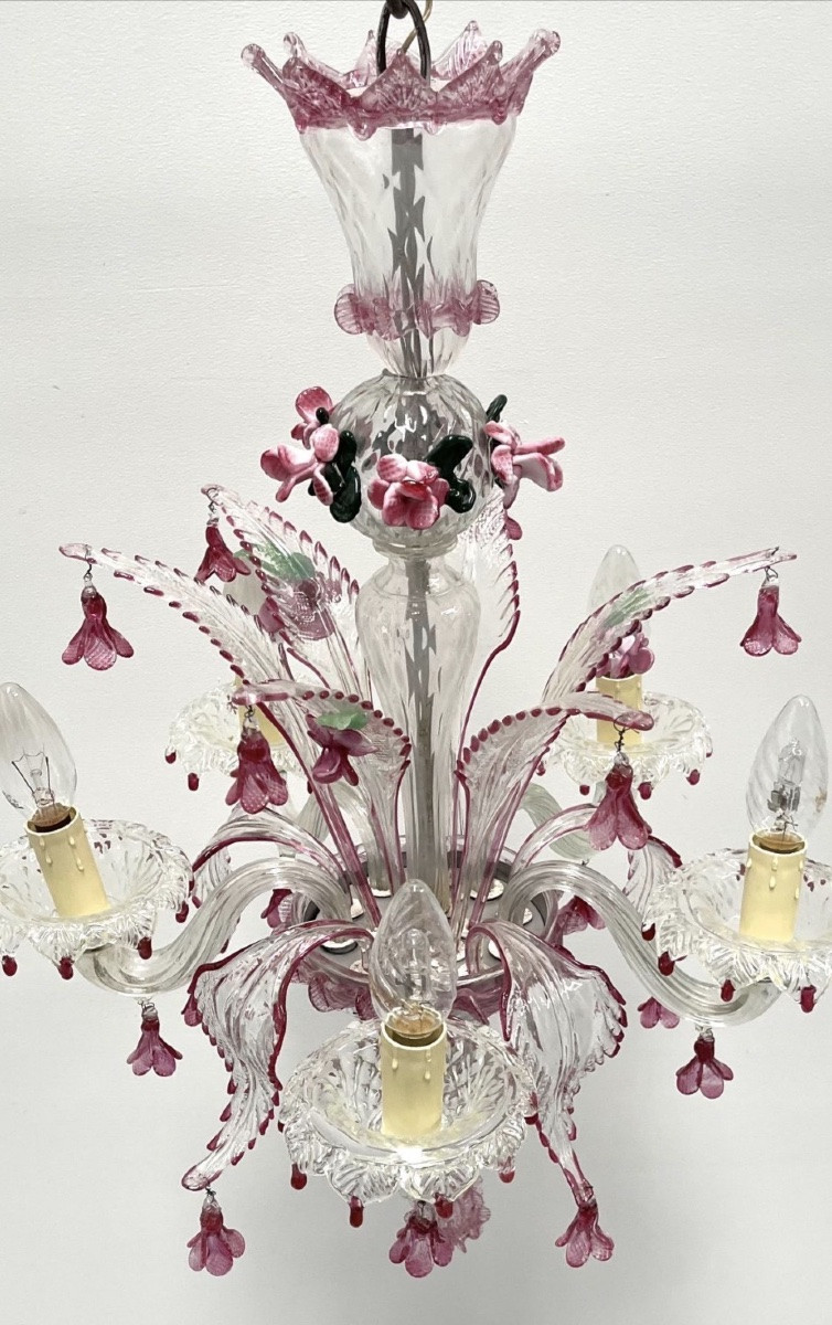 Lustre en verre de Murano, vers 1970 – 5 lumières-photo-1