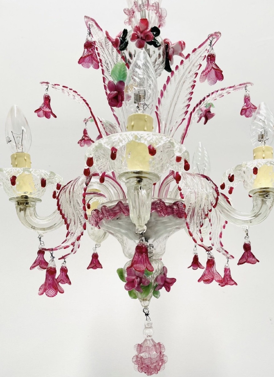 Lustre en verre de Murano, vers 1970 – 5 lumières-photo-5
