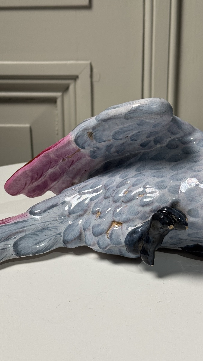 émile Gallé (1846–1904)  Parrot Wall Pocket Vase In Polychrome Enameled Faience-photo-3