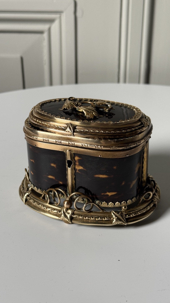 Coffret Napoléon III à décor écaille et monture en bronze doré-photo-2
