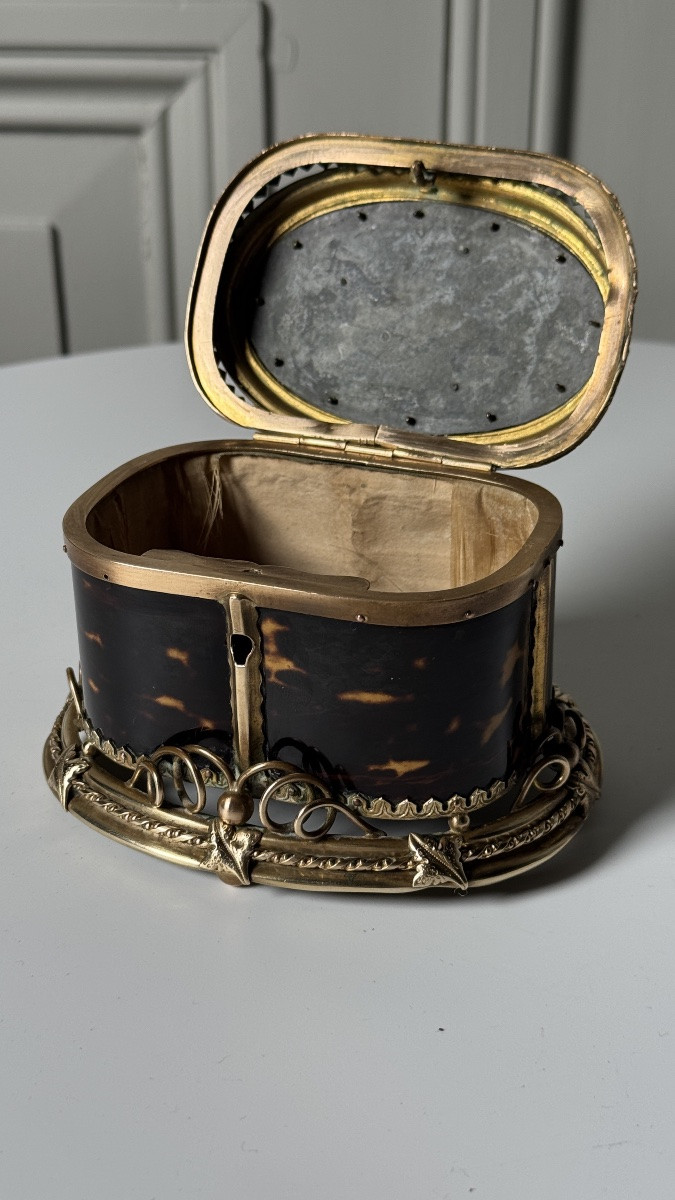 Coffret Napoléon III à décor écaille et monture en bronze doré-photo-3