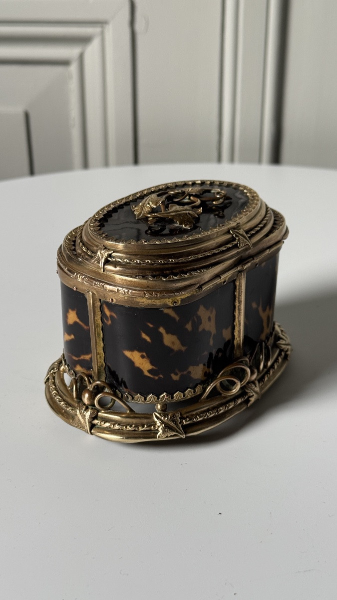 Coffret Napoléon III à décor écaille et monture en bronze doré-photo-1