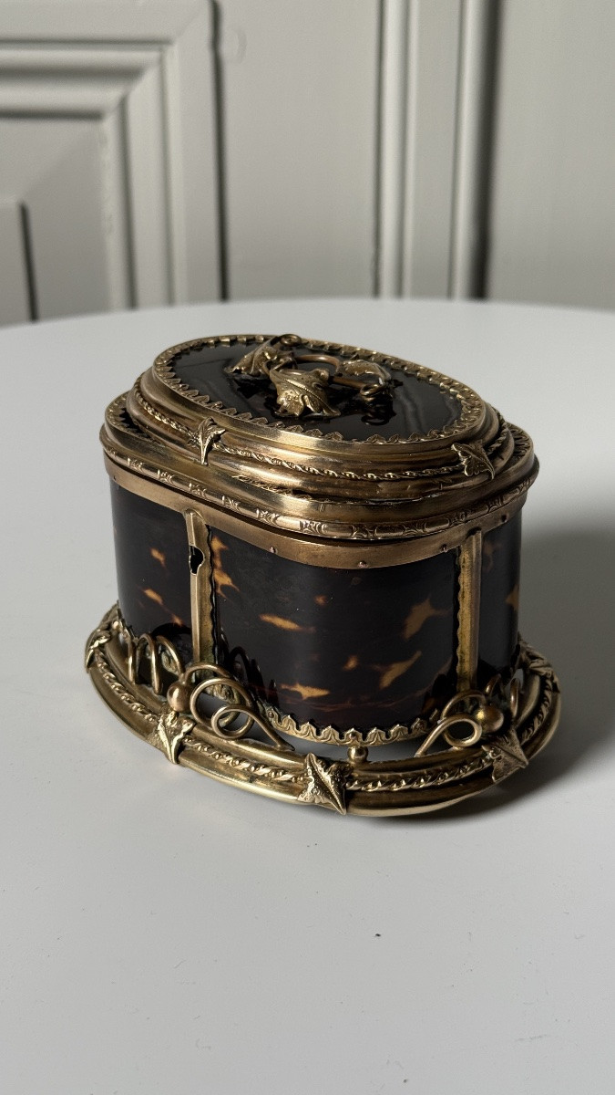 Coffret Napoléon III à décor écaille et monture en bronze doré-photo-2