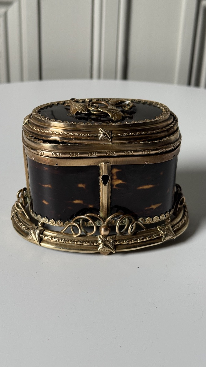 Coffret Napoléon III à décor écaille et monture en bronze doré-photo-5
