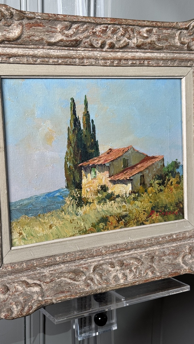 Pierre Carron (1932 - 2022), huile sur toile, paysage méridional, vers 1970-photo-1
