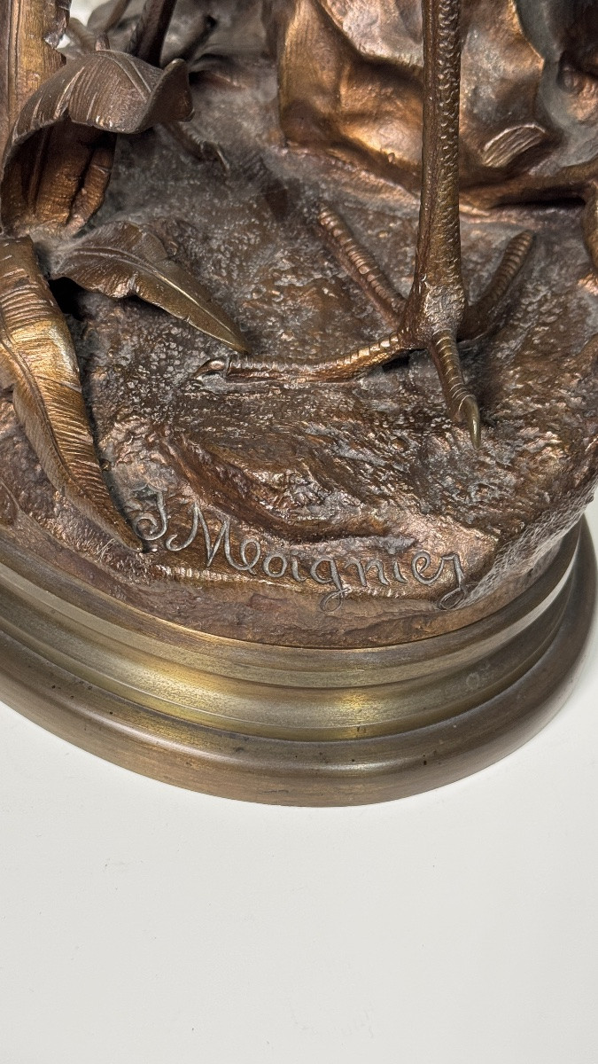 Jules Moigniez (1835–1894)  - The Great Heron - Patinated Bronze - Circa 1860-photo-2