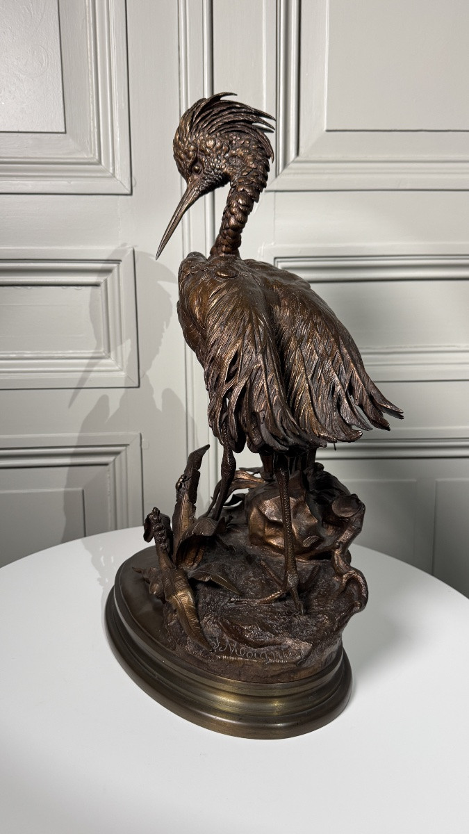 Jules Moigniez (1835–1894)  - The Great Heron - Patinated Bronze - Circa 1860-photo-4