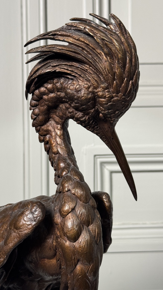 Jules Moigniez (1835–1894)  - The Great Heron - Patinated Bronze - Circa 1860-photo-7