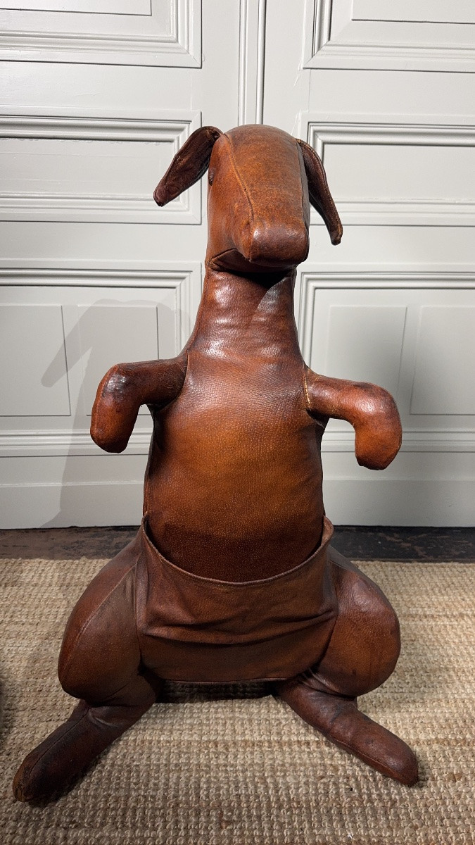 Dimitri Omersa (20th Century) Leather Kangaroo Magazine Holder Circa 1960-photo-2