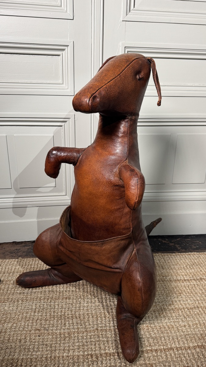 Dimitri Omersa (20th Century) Leather Kangaroo Magazine Holder Circa 1960-photo-3