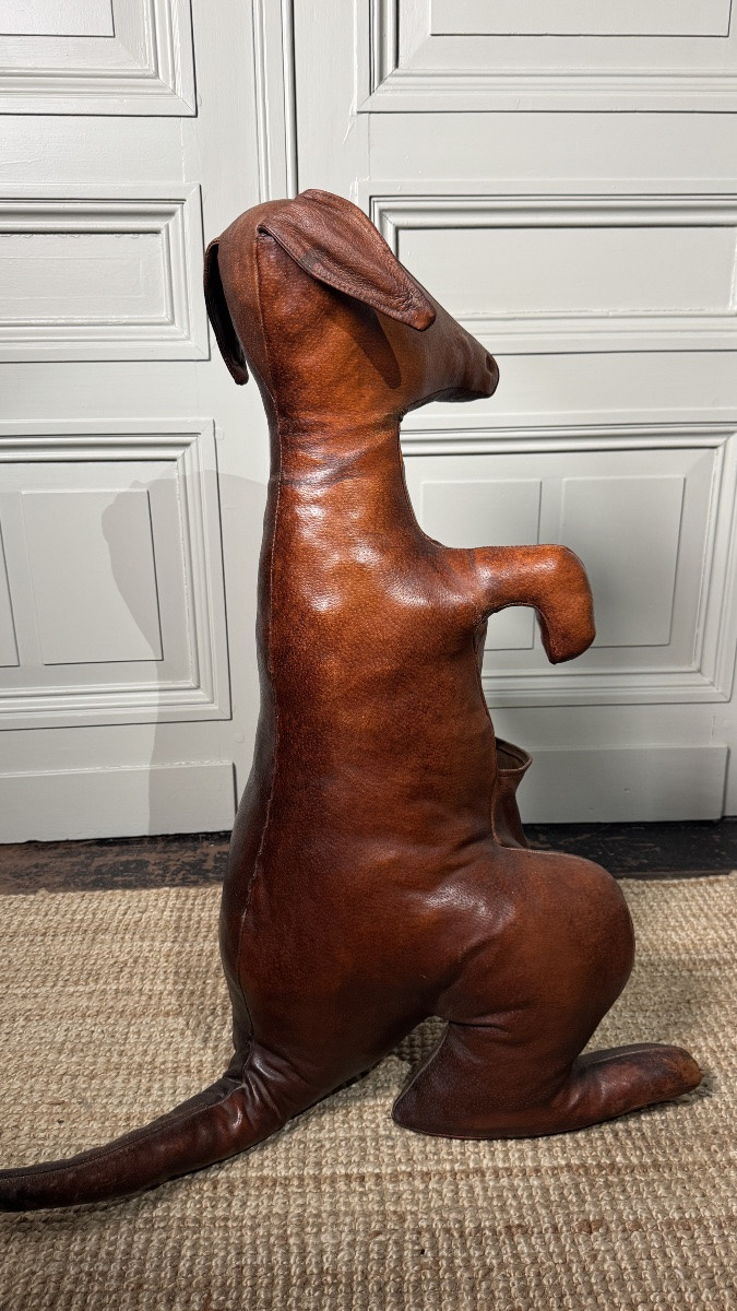 Dimitri Omersa (20th Century) Leather Kangaroo Magazine Holder Circa 1960-photo-7