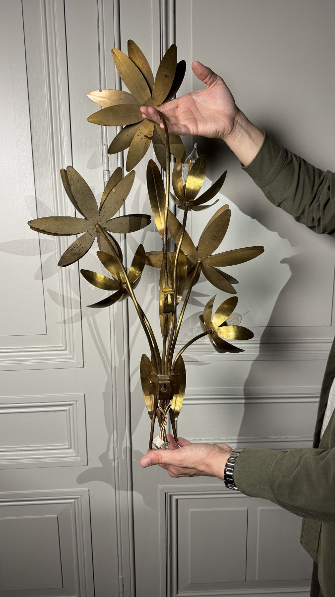 Paire d’appliques florales dans le goût de Hans Kögl, vers 1970-photo-4