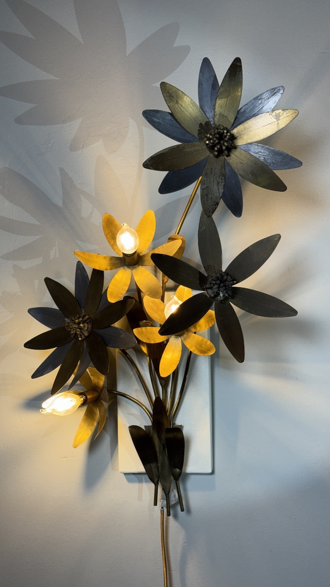 Paire d’appliques florales dans le goût de Hans Kögl, vers 1970-photo-5