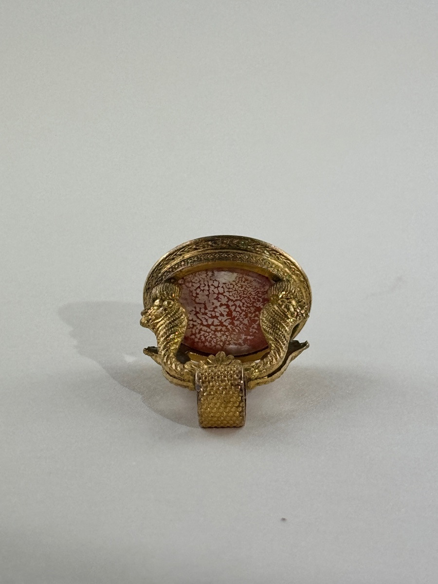 Cachet d’époque XIXe en pomponne et intaille en pâte de verre figurant l’Espérance-photo-4