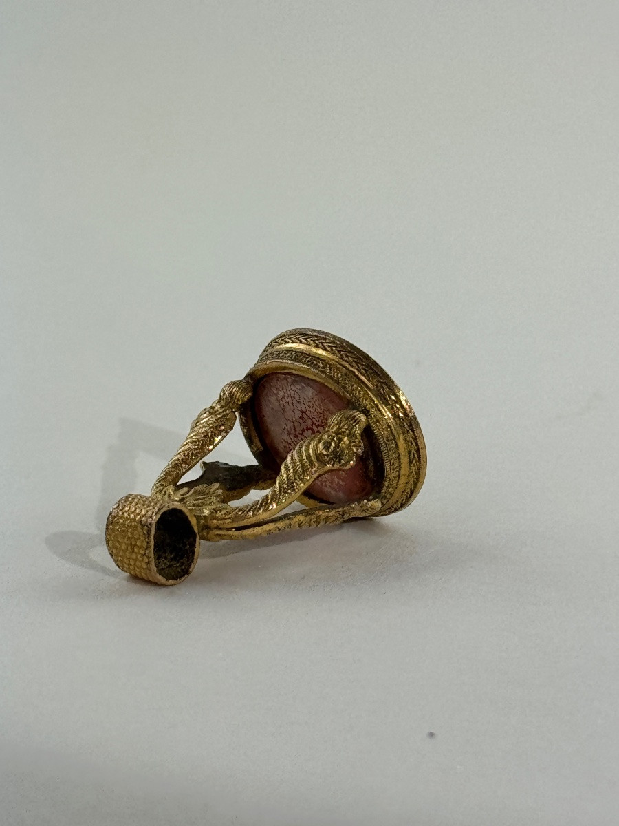 Cachet d’époque XIXe en pomponne et intaille en pâte de verre figurant l’Espérance-photo-1