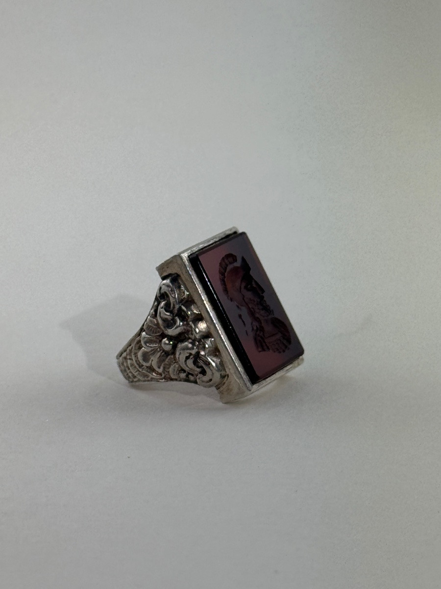 Bague d’Homme à Intaille Représentant Mars, Argent 835, vers 1900-photo-4
