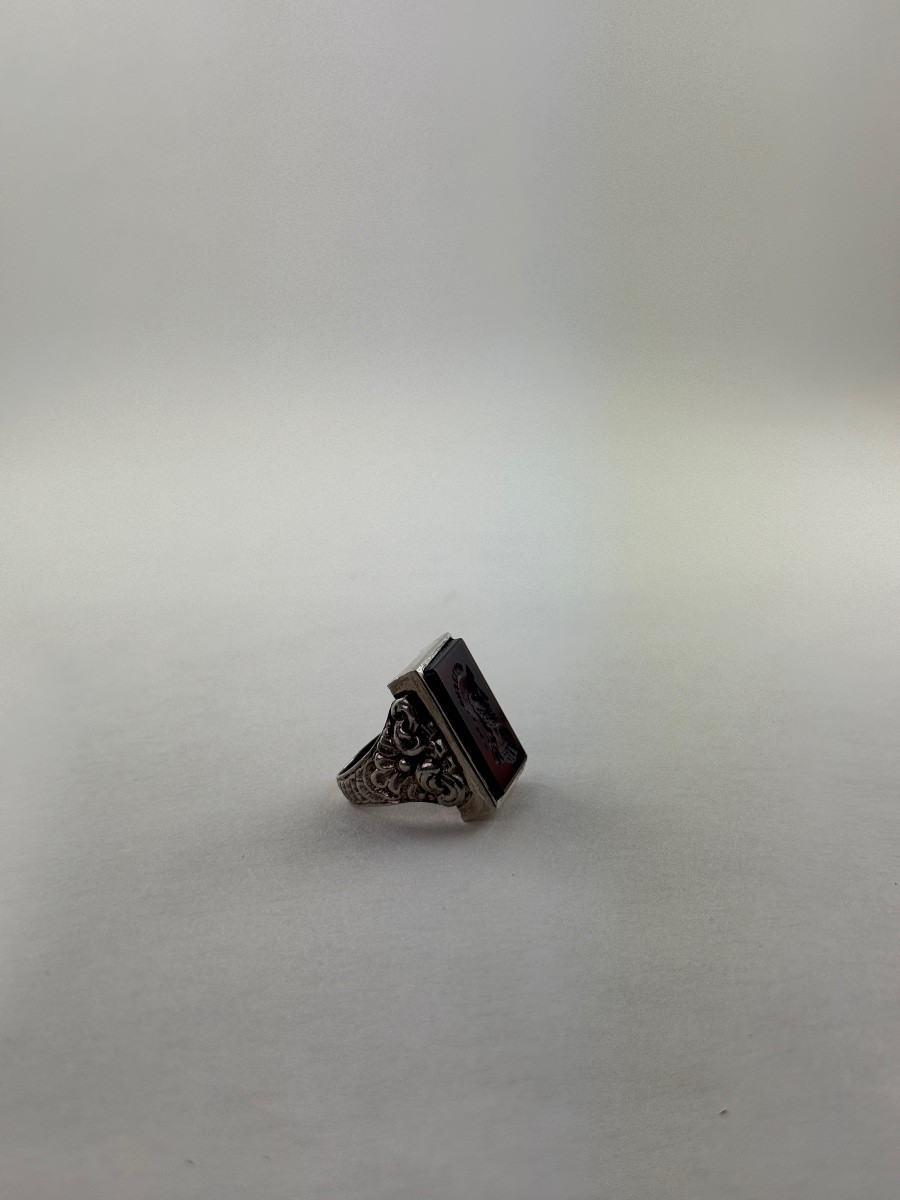 Bague d’Homme à Intaille Représentant Mars, Argent 835, vers 1900-photo-1