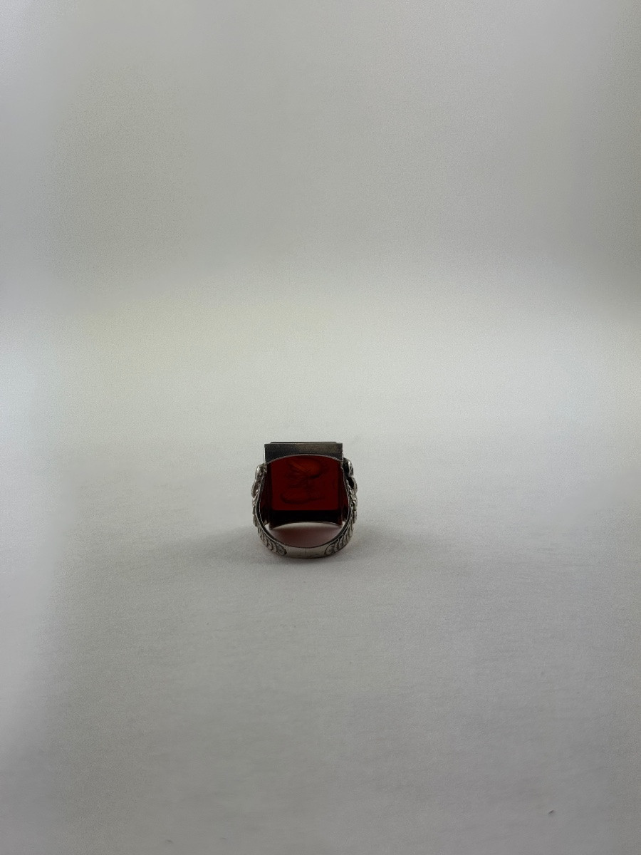 Bague d’Homme à Intaille Représentant Mars, Argent 835, vers 1900-photo-3