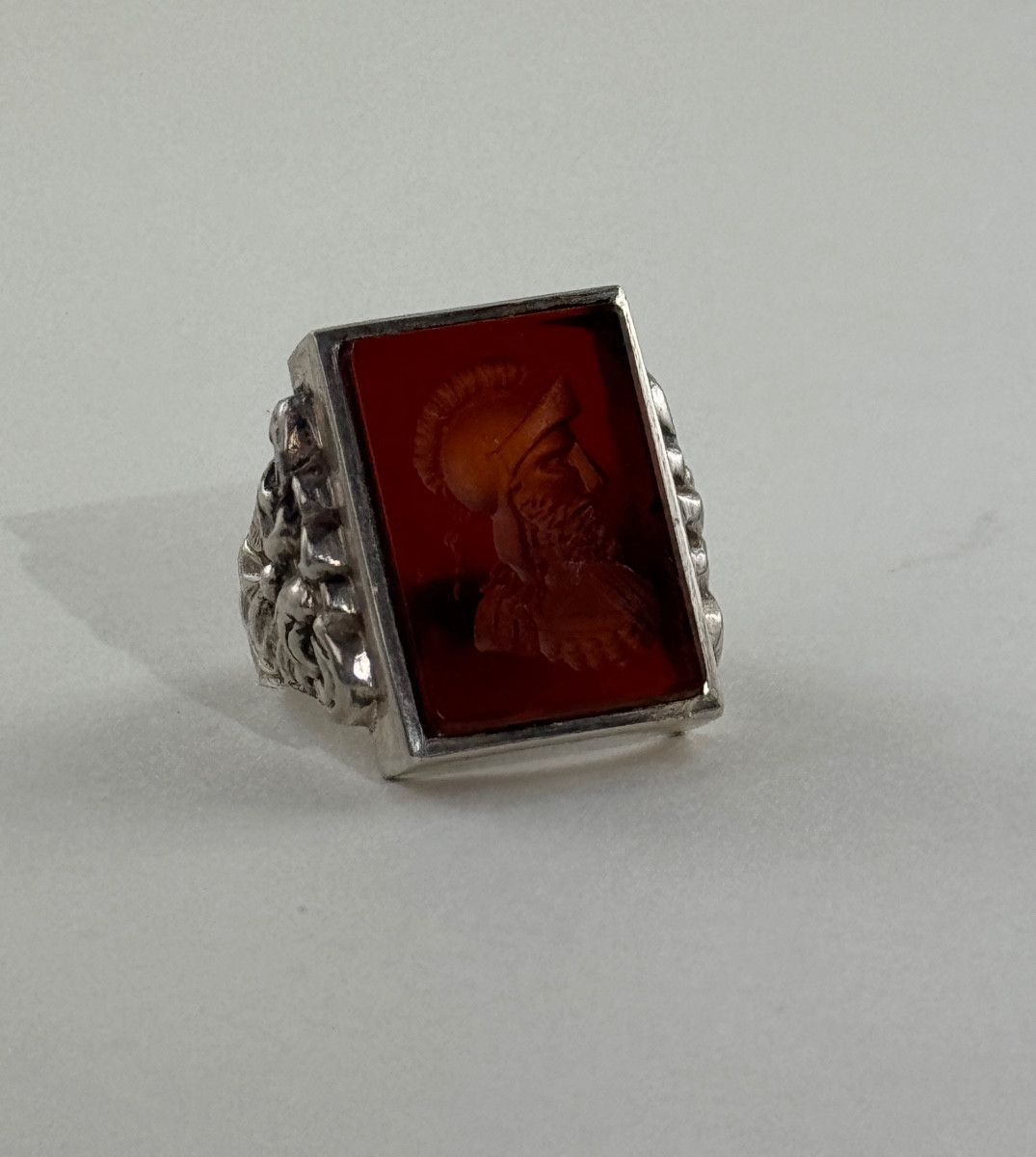 Bague d’Homme à Intaille Représentant Mars, Argent 835, vers 1900