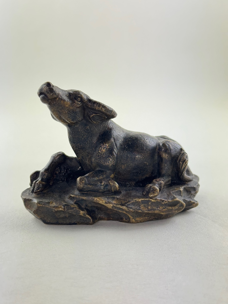 Small Animalier Bronze Signed “mene” Depicting A Reclining Buffalo