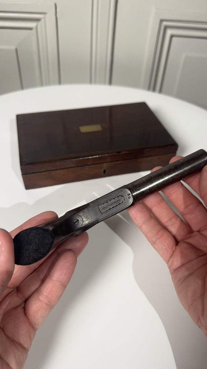 Small Travel Pistol, Also Known As A Coach Pistol, In Its Original Case – 19th Century-photo-3