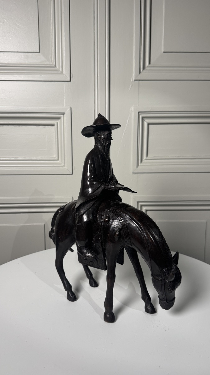 Japanese Bronze Depicting Toba On His Mule Japan, Meiji Period, Late 19th Century-photo-3